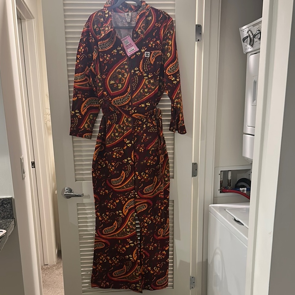 Lucy & Yak Red and Orange Long Sleeve Jumpsuit